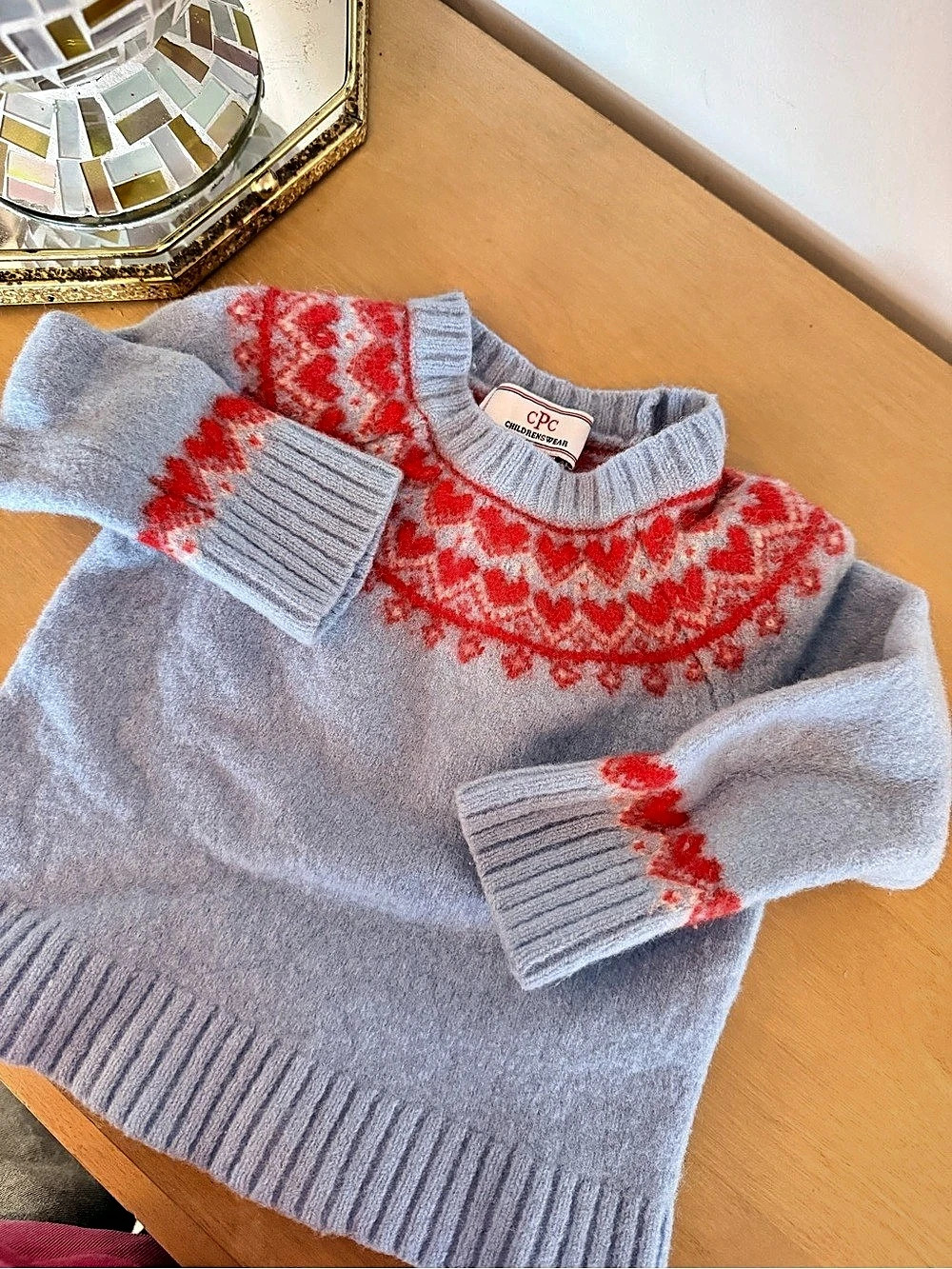 CPC Girls' Fair Isle Sweater Blue Red Size 5